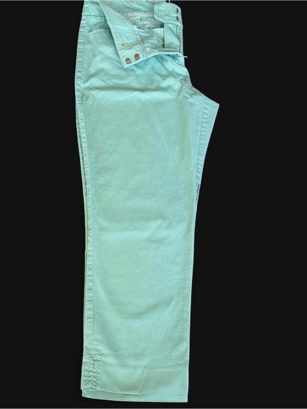 Women’s size 10 stretch capri pants by 7th Avenue Design Studio in olive green.